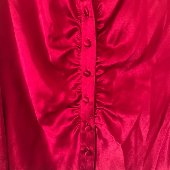 Ruby red silk button down blouse, NWOT, Talbot's - Picture 5 of 8